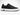 Right side view of sleek all-black leather court low-top sneaker with white cushioned sole and minimalist branding — Xpression Sneakers