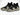 Angled pair shot of black seamless stretch knit slip-on sneakers with stone grey contrast sculptural tabi sole showing both shoes side by side — Xpression Sneakers
