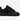 Right side view of all-black suede and pebbled leather low-top sneaker with white contrast stitching chunky black sole and bold laces — Xpression Sneakers