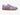 Right side view of lavender leather and suede retro low-top sneaker with warm caramel gum sole and cream laces — Xpression Sneakers