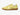Left side view of bold yellow monochrome retro sneaker in leather and suede with warm caramel gum sole — Xpression Sneakers